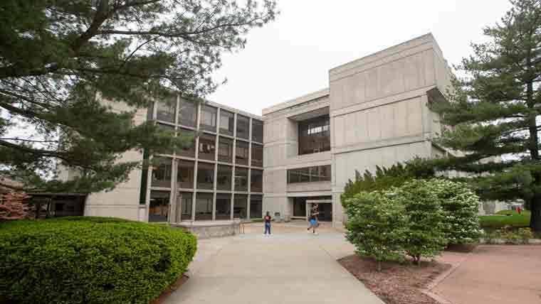 Exterior photo of the northeast side of Temple Hall.