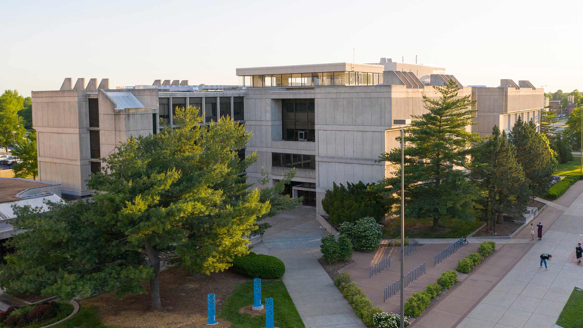 Northeast side of Temple Hall, aerial view.